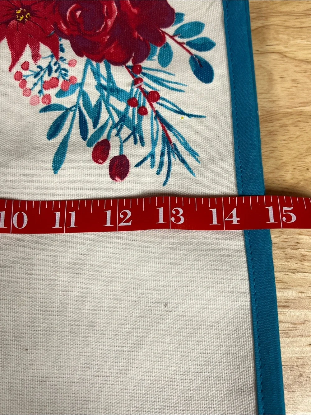 Pioneer Woman set of 4 Wishful Winter floral placemats with Teal trim